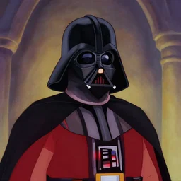 1 9 9 0 disney animation cel still from aladdin of a portrait of jafar reimagined as darth vader