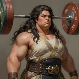 painted portrait of rugged thick very [ roided ] and very beautiful female weightlifter [ samus aran ], big wide face, long hair, upper body, robe fantasy intricate elegant highly detailed digital painting, artstation, concept art, smooth, atmospheric lighting sharp focus illustration art by craig mullins greg rutkowski and artgerm