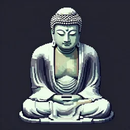 isometric pixel art great Buddha statue in Kamakura