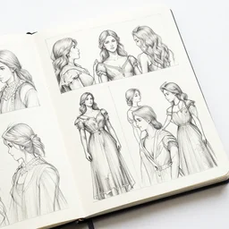 sketchbook pages graphic novel, magnificent, medium shot, details, sharp focus, elegant, highly detailed, illustration, by jordan grimmer and greg rutkowski, intricate, beautiful, trending artstation, pixiv, digital art