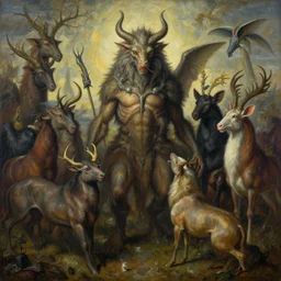 annihilation art by jakub rozalski, surreal mythological painting by malczewski, legendary creature and animals heards,