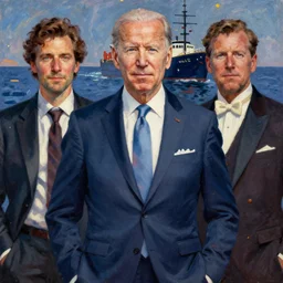 joe biden as james bond, ilya kuvshinov, john singer sargent, jasper johns, white stars, digital art illustration, impressionist oil painting, trending on artstation, intricate