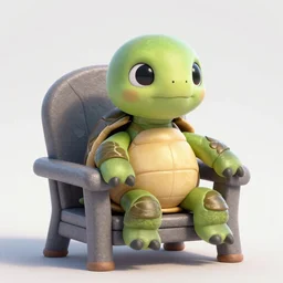 very cute character tortoise, disney pixar Zootopia character concept artwork, 3d concept, in a rock chair, high detail iconic character for upcoming film