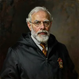 Narendra Modi as Voldemort in Harry Potter and the Deathly Hallows, masterpiece, oil on canvas, by Greg Rutkowski, neoclassical portrait, chiaroscuro, 8K,