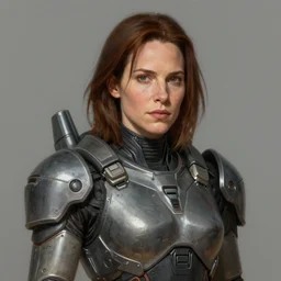 portrait of a woman by greg rutkowski, she looks like sigourney weaver, she is wearing a cybernetic heavy armor gear, highly detailed portrait, digital painting, artstation, concept art, smooth, sharp foccus ilustration, artstation hq