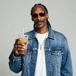 Snoop Dogg holding a Boba Tea for a 1990s sitcom tv show, Studio Photograph, portrait, C 12.0