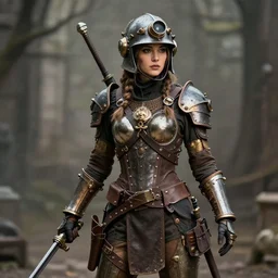photograph of a real - life very beautiful dieselpunk warrior. extremely detailed. dslr. 8 5 mm.