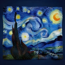 a nightsky with a strawberry moon, inspired by starry night, vincent van gogh, 3 d - like