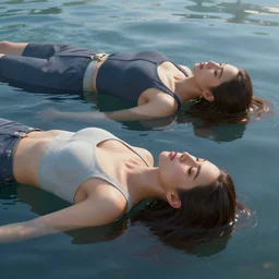 3 d, a woman lying on her back on the water, unreal engine 5, hyperrealistic