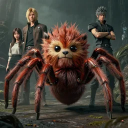 a fancy portrait of a giant furby spider by Greg Rutkowski, Sung Choi, Mitchell Mohrhauser, Maciej Kuciara, Johnson Ting, Maxim Verehin, Peter Konig, final fantasy , mythical, 8k photorealistic, cinematic lighting, HD, high details, atmospheric,