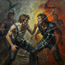 the best lack all conviction while the worst are full passionate intensity, painting, hypermaximalist, elegant, hyperrealistic, seen through broken glass, battle of good versus evil