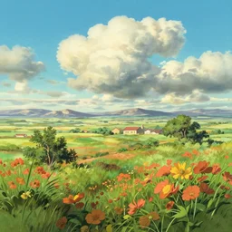 a wholesome animation key shot of a sunny texas panorama, studio ghibli, pixar and disney animation, sharp, rendered in gouache painting, anime gouache key art by greg rutkowski, bloom, dramatic, dynamic lighting