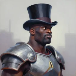pixar portrait painting of shaquille o'neal wearing a top hat and armor as an overwatch character, medium shot, asymmetrical, profile picture, organic painting, foggy day, matte painting, bold shapes, hard edges, street art, trending on artstation, by huang guangjian and gil elvgren and sachin teng