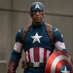 film still of Denzel Washington as Captain America in new Captain America film, 8k photorealistic