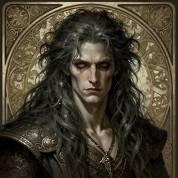 lycanthrope who is unintelligent and has unruly hair along with a death wish, deep focus, d & d, fantasy, intricate, elegant, highly detailed, digital painting, artstation, concept art, matte, sharp focus, illustration, hearthstone, art by artgerm and greg rutkowski and alphonse mucha