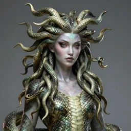 gorgeous snake woman medusa, trending on artstation, D&D, soft lighting, HD, sharp focus, intricate, masterpiece, concept art, character design