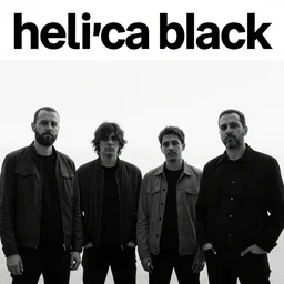 album cover in the style of 4 ad for a band named helvetica black, minimalist