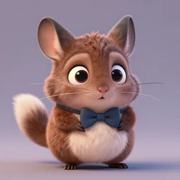 very cute disney pixar chinchilla wearing a bow tie, detailed fur, concept artwork, 3 d render official art, zootopia, cartoony, adorable design, disney disney, large eyes, whiskers hq, artstationhd, artstation, charlie bowater, artgerm, pixar, luca