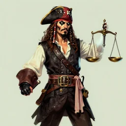 dead pirate captain, dead by daylight killer, scales of justice weapon, character portrait, trending on artstation