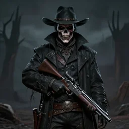 a portrait of a plague doctor gunslinger, dark fantasy, horror, western, hell, ultrafine detailed digital pencil art by frank frazetta and vito acconci and and takeshi obata and mike mignola, death note style, colored, symetric body, cgsociety, sharp focus, cowboy shot, detailed face