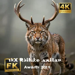 sylized professional digital fantasy art of a bobcat with antlers, high quality, mythical, hd, 4 k, 8 k, award - winning, awe - inspiring