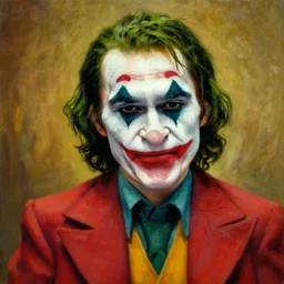 mark hamill as the joker, portrait, oil painting, cartoon style