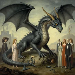 an ultrawide angle lens shot alien dragon, surreal illustration by jerico santander, heidi taillefer, joshua levin, mark ryden, giorgio de chirico, alexandra gallagher, michael cheval, yves tanguy, lauren marx, jake messing, hannah yata, caitlin hacket
