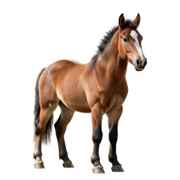 baby clydesdale horse, clean 3d render, full body, isolated on a pure white background, centered, entire subject in frame, sharp focus, soft studio lighting