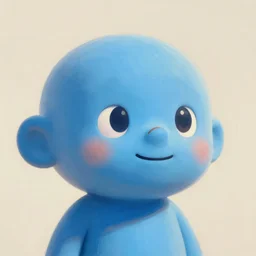 the blue guy has a little brown stripe on his nose, concept art, hyperealistic, painterly, 4 k, artstation, postmodern, cheerful lighting, pastel shadows