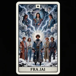 fractal tarot card of a taoist naturepunk nexus of lightning and snow and clouds, beautiful detailed realistic cinematic character concept fashion portrait, hi - fructose art magazine, by anton fadeev and paul lehr and david heskin and josan gonzalez, 8 k