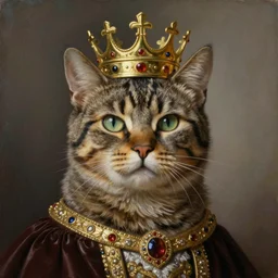 portrait of a humanoid cat king with a crown,, highly detailed painting by gaston bussiere, craig mullins, j. c. leyendecker 8 k