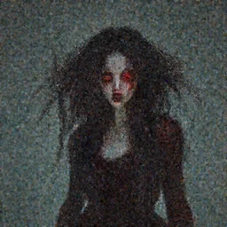 creepy possessed woman, her hair floating upwards and her eyes glowing red , made by Stanley Artgerm Lau, WLOP, Rossdraws, ArtStation, CGSociety, concept art, cgsociety, octane render, trending on artstation, artstationHD, artstationHQ, unreal engine, 4k, 8k,