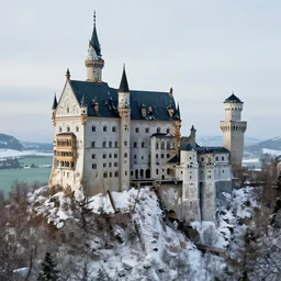 a abandoned castle on the top of a snowy mountain, 8 k, shallow depth of field, intricate detail, concept art,