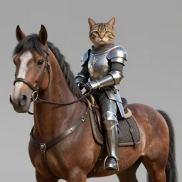 cat knight sitting on a horse, unreal engine, 4k