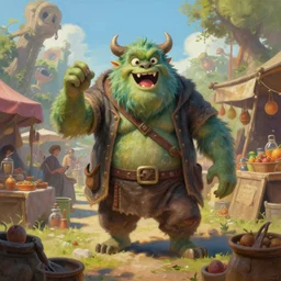 a beautiful painting of an aaahh!!! real monsters merchant in a surreal outdoor bazaar by james gurney | unreal engine :. 5