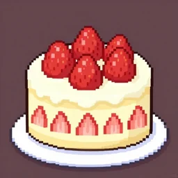 a pixel art of a strawberry cake