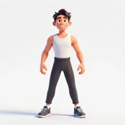 80s aerobics instructor, stylized pixar-style 3d render, full body, standing, isolated on a pure white background, centered, whole figure in frame, sharp focus, studio lighting
