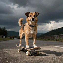 dog skateboarding