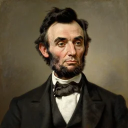 upper body portrait of paul giamatti! as united states president abraham lincoln, paul giamatti!! portraying, paul giamatti!, oil on canvas, 1 9 th century american romanticism, detail