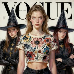 mage, vogue, elle, witch, greg rutkowski, john singer sargent, anime, trending on artstation, oil painting, intricate, crop top