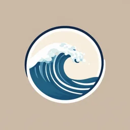 wave of kanagawa minimalist circular icon logo