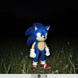 a photograph of sonic the hedgehog taken from a trail camera, night vision
