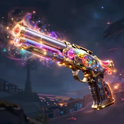 magical gun , glowing , mystic aura , colorful , digital painting , concept art , artstation , devian art