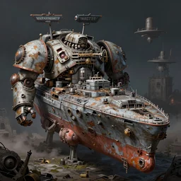 a beautiful highly detailed matte painting of a huge derelict cargo starship, Space Hulk, WarHammer 40k by Jose Daniel Cabrera Pena and Leonid Kozienko, concept art