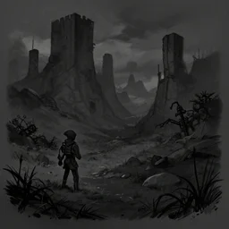 dark landscape psychonauts 4 k scketch