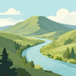 mountaintop river flat illustration by jean - baptiste monge trending on artstation