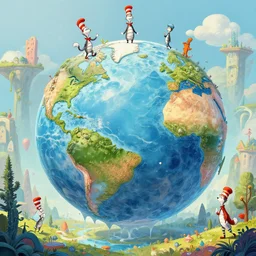beguiling epic stunning beautiful insanely detailed landscape matte painting of the melting planet designed by dr seuss and michal karcz, by cyril rolando and asher durand and natalie shau, whimsical, intricate