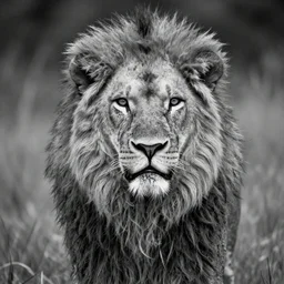 cover of a lion in black and white, with its colorful mane full of color, photo portrait, digital art, realistic, well detailed, 8k