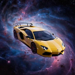 starship in the style of lamborghini floating in nebula, beautiful space background, technicolor, 4 k, super sharp, ludek pesek, rick guidice, chesley bonestell, lucien rudaux, rolf klep, fred freeman, george pal