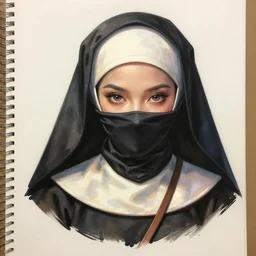 asset sheet, material study, ( chibi caricature ) ninja nuns by mark ryden
